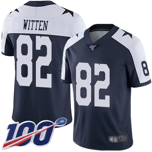 Men Dallas Cowboys Limited Navy Blue Jason Witten Alternate #82 100th Season Vapor Untouchable Throwback NFL Jersey
